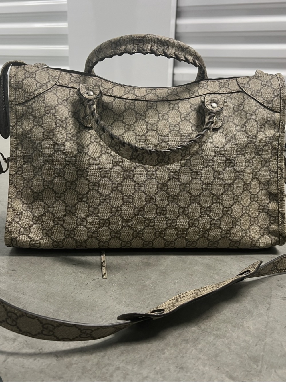 Balenciaga X Gucci GG Supreme Beige Ebony Monogram Neo Classic City Bag. - Picture 2 of 6